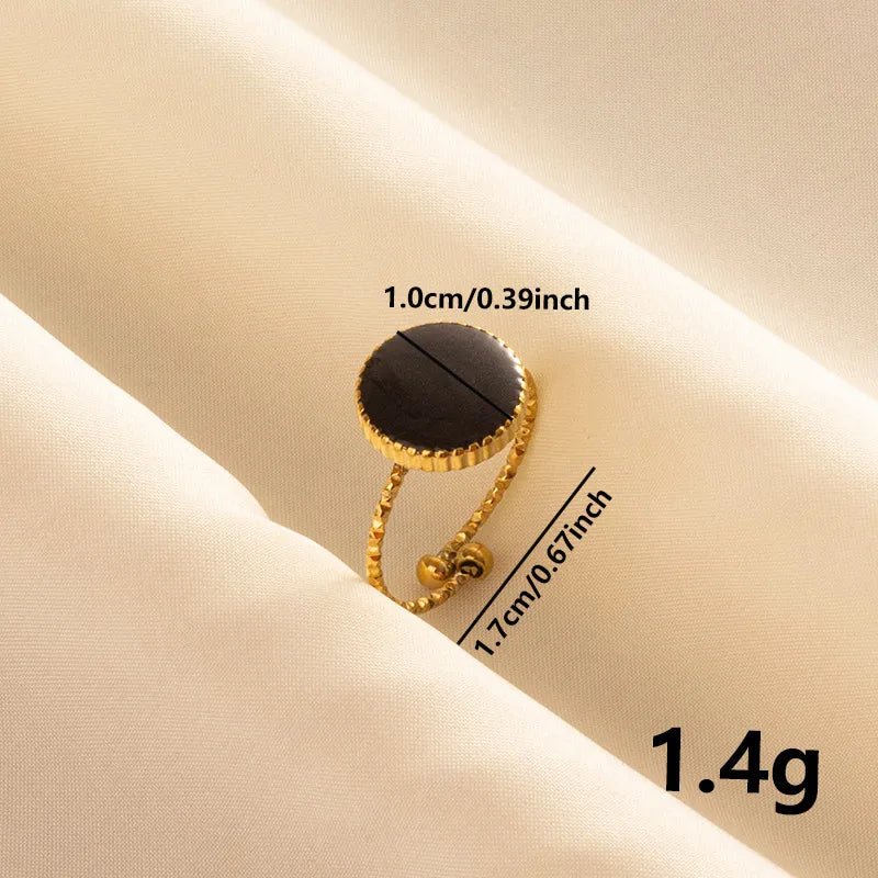 Wholesale Jewelry Simple Style Geometric Round 304 Stainless Steel 18K Gold Plated Polishing Enamel Open Rings