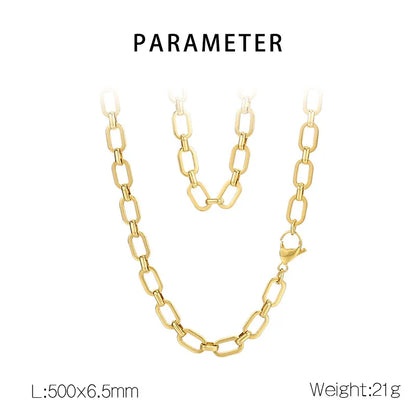 Wholesale Jewelry Simple Style Geometric Solid Color 304 Stainless Steel 18K Gold Plated Bracelets Necklace