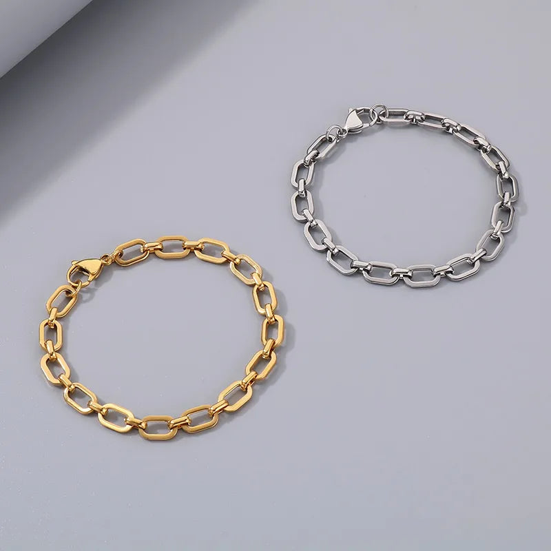 Wholesale Jewelry Simple Style Geometric Solid Color 304 Stainless Steel 18K Gold Plated Bracelets Necklace