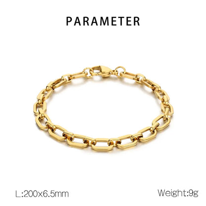 Wholesale Jewelry Simple Style Geometric Solid Color 304 Stainless Steel 18K Gold Plated Bracelets Necklace