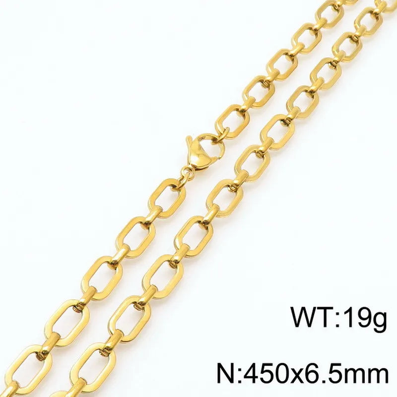 Wholesale Jewelry Simple Style Geometric Solid Color 304 Stainless Steel 18K Gold Plated Bracelets Necklace