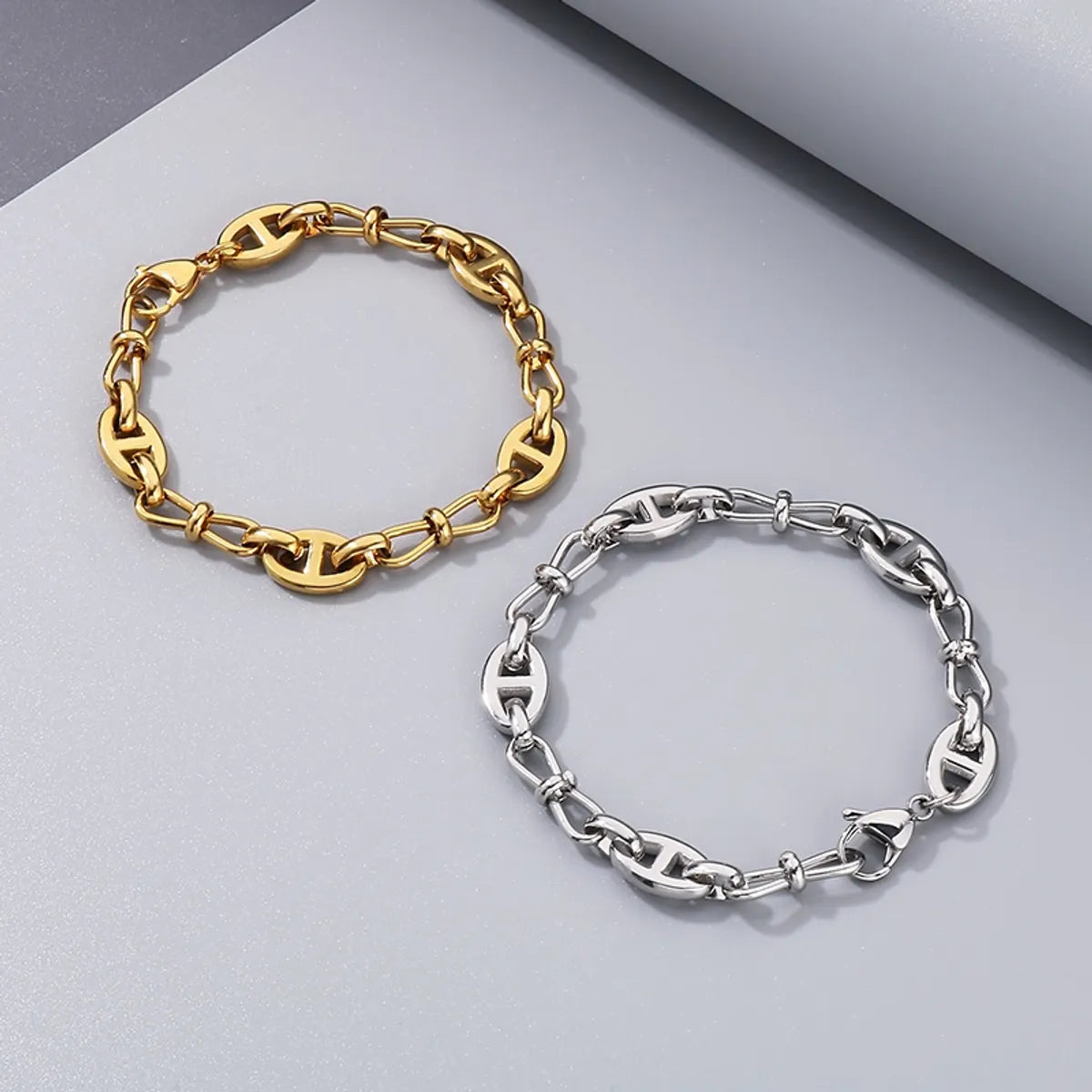 Wholesale Jewelry Simple Style Geometric Solid Color 304 Stainless Steel 18K Gold Plated Bracelets Necklace