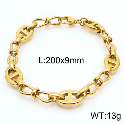 Wholesale Jewelry Simple Style Geometric Solid Color 304 Stainless Steel 18K Gold Plated Bracelets Necklace