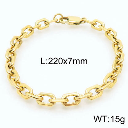 Wholesale Jewelry Simple Style Geometric Solid Color 304 Stainless Steel 18K Gold Plated Bracelets Necklace