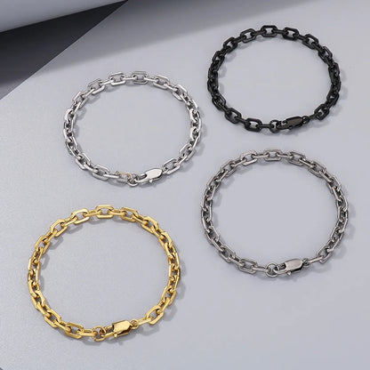 Wholesale Jewelry Simple Style Geometric Solid Color 304 Stainless Steel 18K Gold Plated Bracelets Necklace