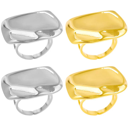 Wholesale Jewelry Simple Style Geometric Solid Color 304 Stainless Steel 18K Gold Plated Polishing Adjustable Ring