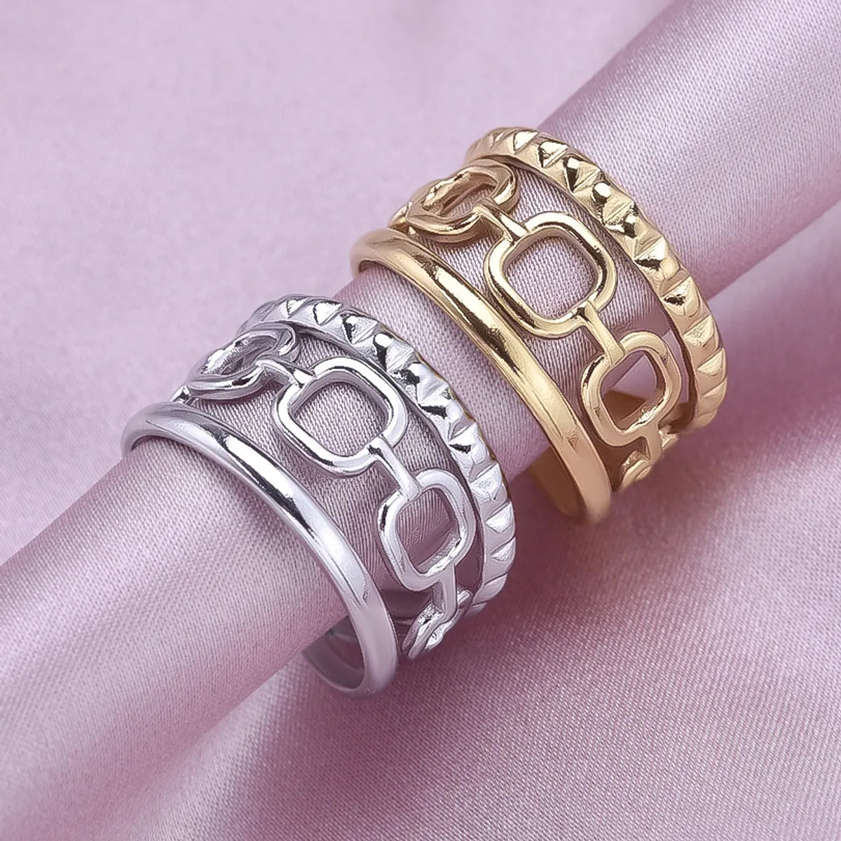 Wholesale Jewelry Simple Style Geometric Solid Color 304 Stainless Steel 18K Gold Plated Polishing Open Rings