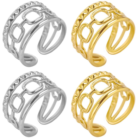 Wholesale Jewelry Simple Style Geometric Solid Color 304 Stainless Steel 18K Gold Plated Polishing Open Rings