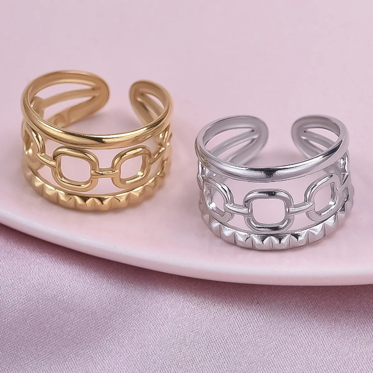 Wholesale Jewelry Simple Style Geometric Solid Color 304 Stainless Steel 18K Gold Plated Polishing Open Rings