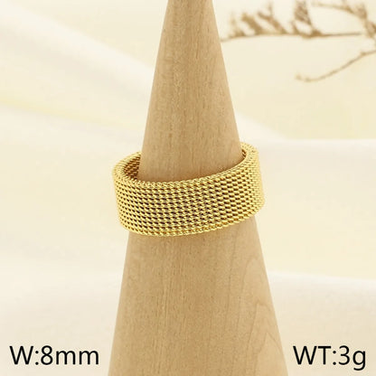 Wholesale Jewelry Simple Style Geometric Solid Color 304 Stainless Steel 18K Gold Plated Rings