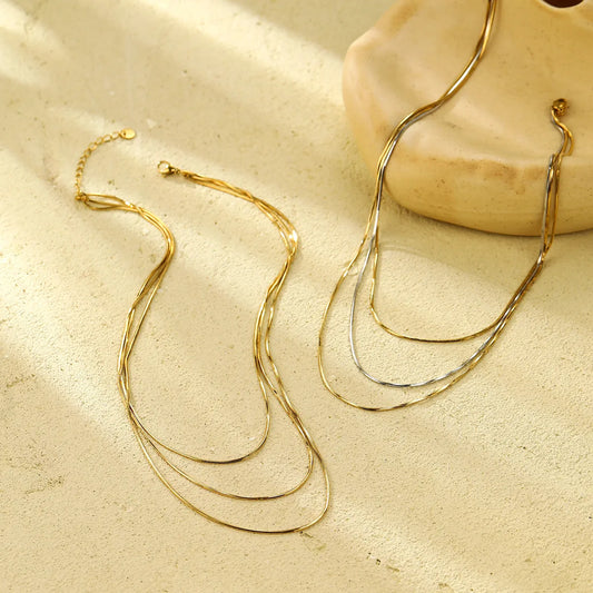 Wholesale Jewelry Simple Style Geometric Solid Color 304 Stainless Steel Layered Necklaces