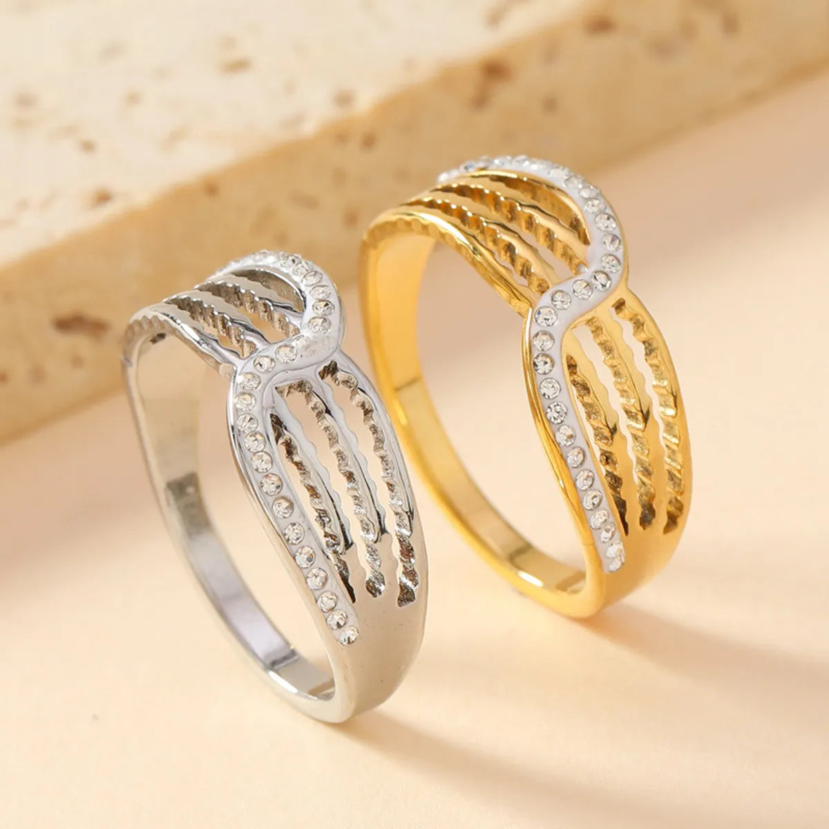 Wholesale Jewelry Simple Style Geometric Solid Color 304 Stainless Steel Rings