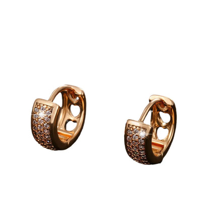 Wholesale Jewelry Xuping Simple Style Geometric Solid Color Alloy Zircon 18k Gold Plated Plating Inlay Hoop Earrings