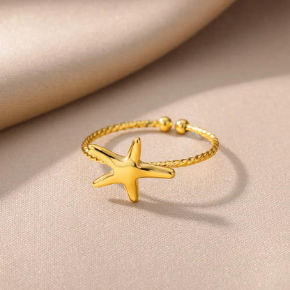 Wholesale Jewelry Simple Style Geometric Star Butterfly 304 Stainless Steel Plating Open Rings