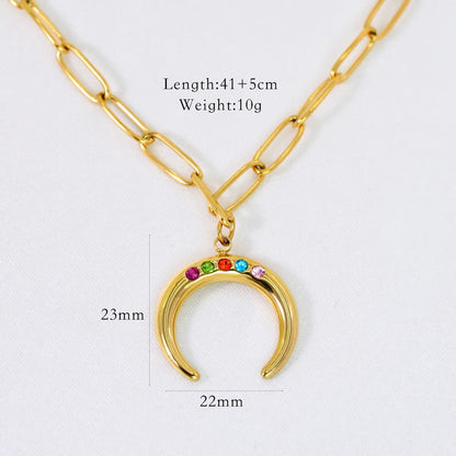 Wholesale Jewelry Simple Style Geometric Titanium Steel 14K Gold Plated Pendant Necklace