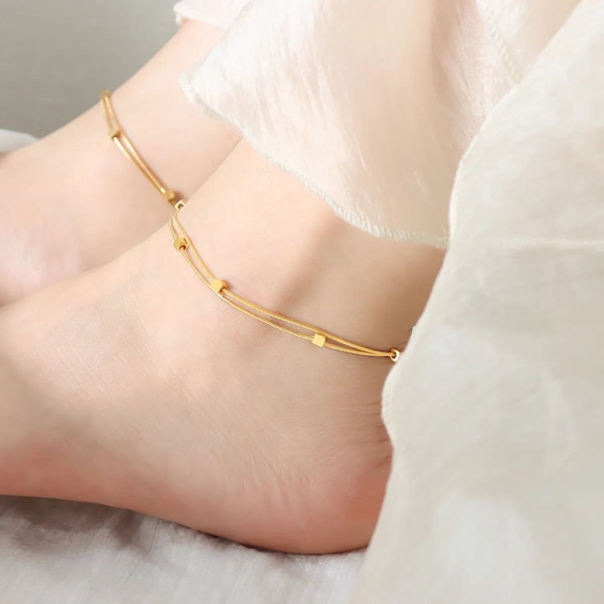 Wholesale Jewelry Simple Style Geometric Titanium Steel 18k Gold Plated Anklet