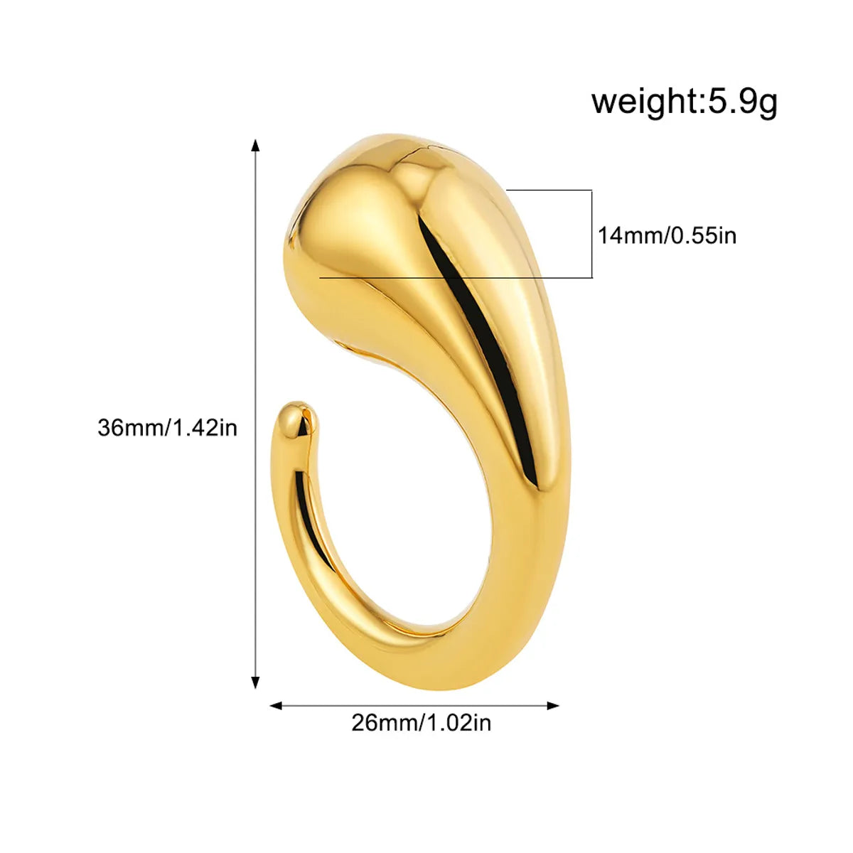 Wholesale Jewelry Simple Style Geometric Water Droplets Solid Color Titanium Steel Open Rings