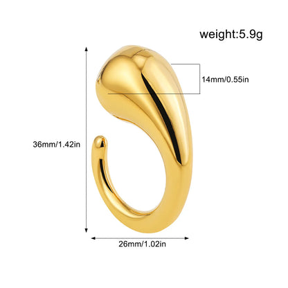 Wholesale Jewelry Simple Style Geometric Water Droplets Solid Color Titanium Steel Open Rings