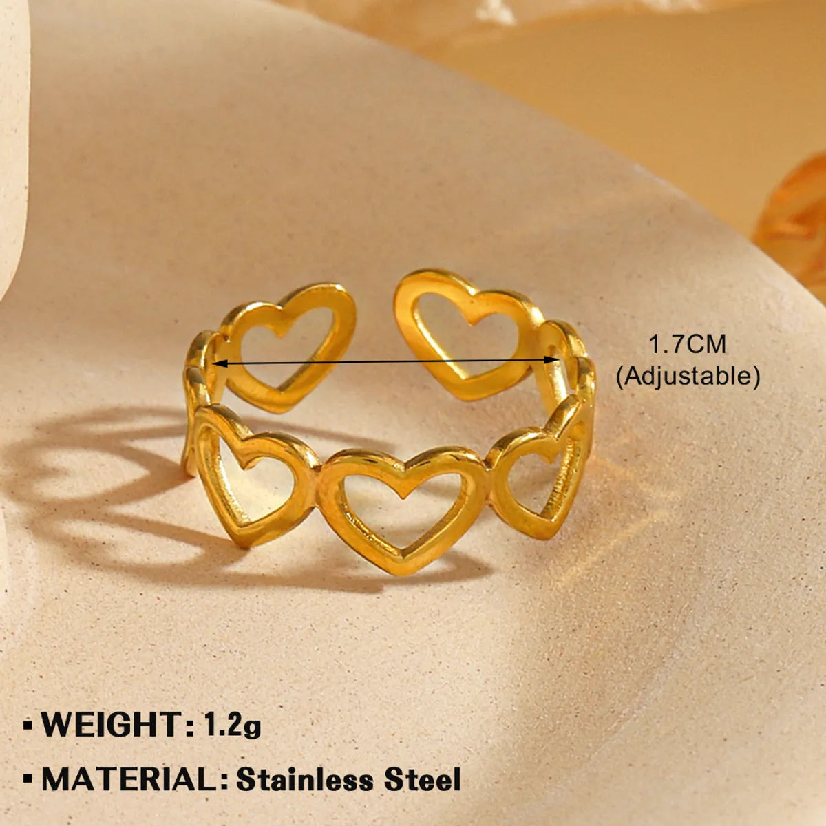 Wholesale Jewelry Simple Style Hand Heart Shape 304 Stainless Steel Plating Open Rings