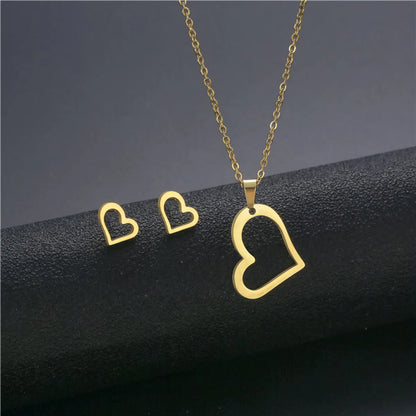 Wholesale Jewelry Simple Style Hand Smiley Face 304 Stainless Steel Chain Earrings Necklace