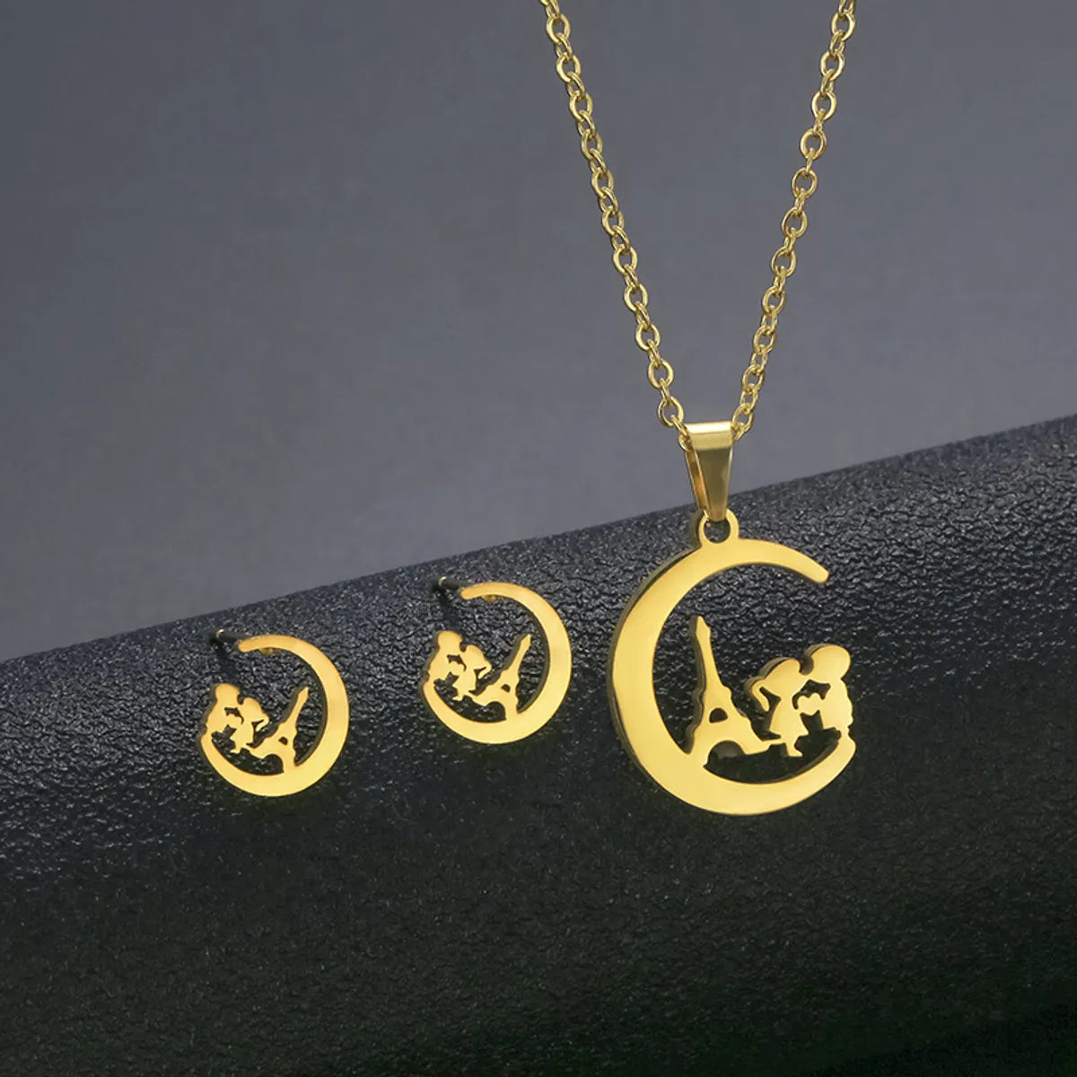 Wholesale Jewelry Simple Style Hand Smiley Face 304 Stainless Steel Chain Earrings Necklace