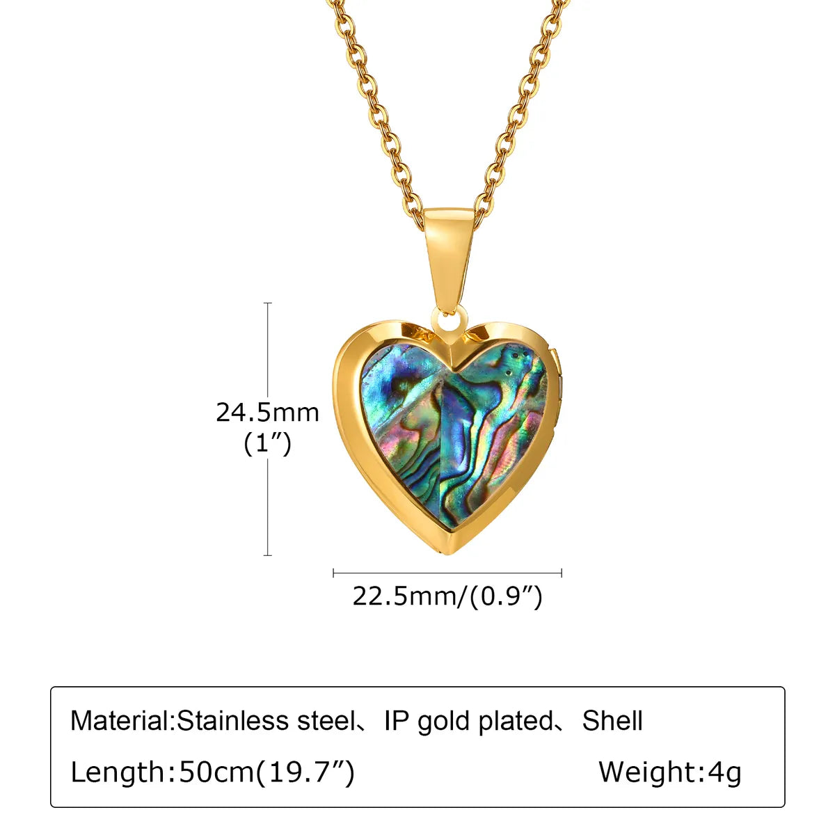 Wholesale Jewelry Simple Style Heart Shape 201 Stainless Steel Shell 18K Gold Plated Plating