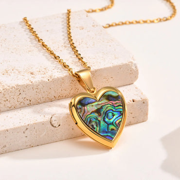 Wholesale Jewelry Simple Style Heart Shape 201 Stainless Steel Shell 18K Gold Plated Plating