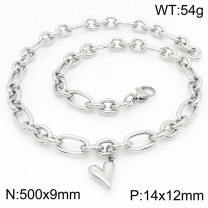 Wholesale Jewelry Simple Style Heart Shape 304 Stainless Steel 18K Gold Plated Bracelets Necklace