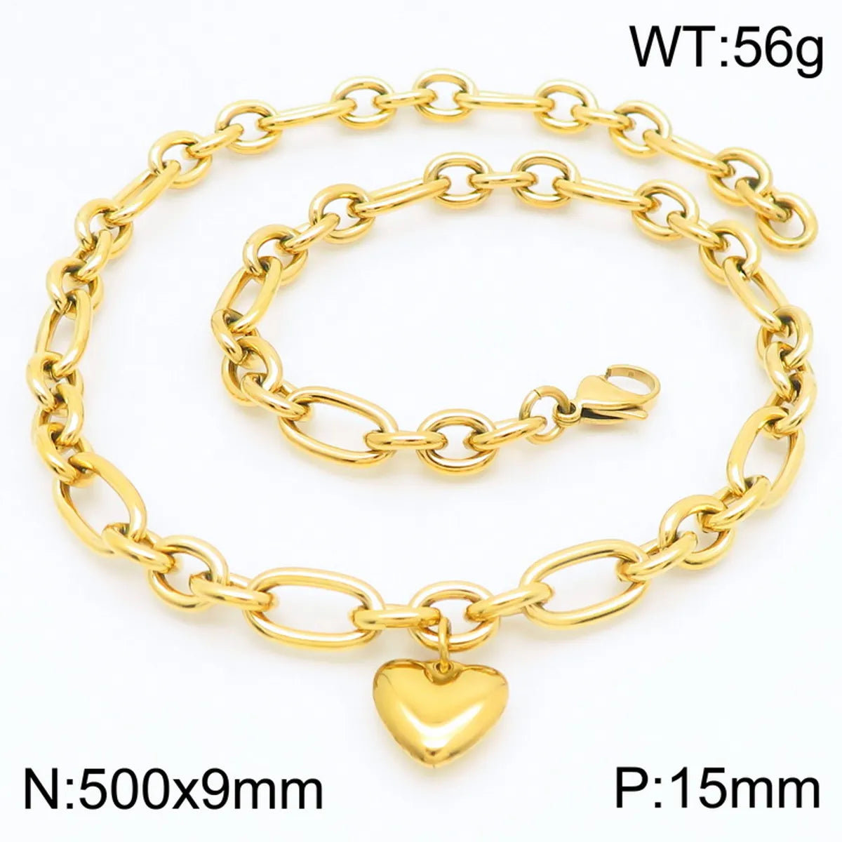 Wholesale Jewelry Simple Style Heart Shape 304 Stainless Steel 18K Gold Plated Bracelets Necklace