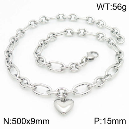 Wholesale Jewelry Simple Style Heart Shape 304 Stainless Steel 18K Gold Plated Bracelets Necklace