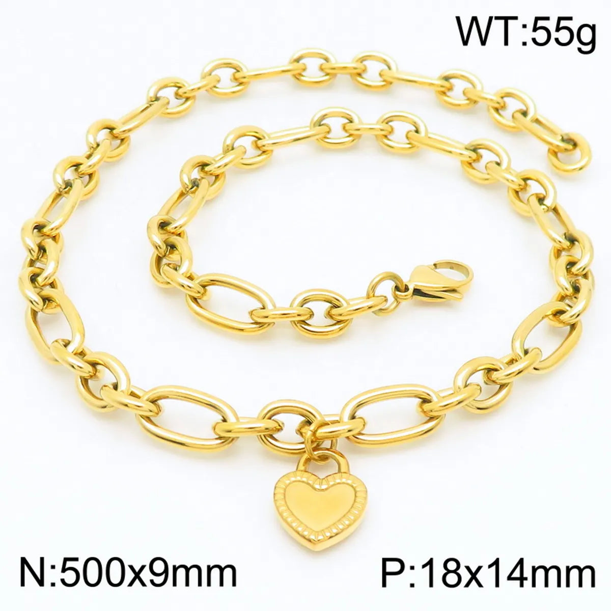 Wholesale Jewelry Simple Style Heart Shape 304 Stainless Steel 18K Gold Plated Bracelets Necklace