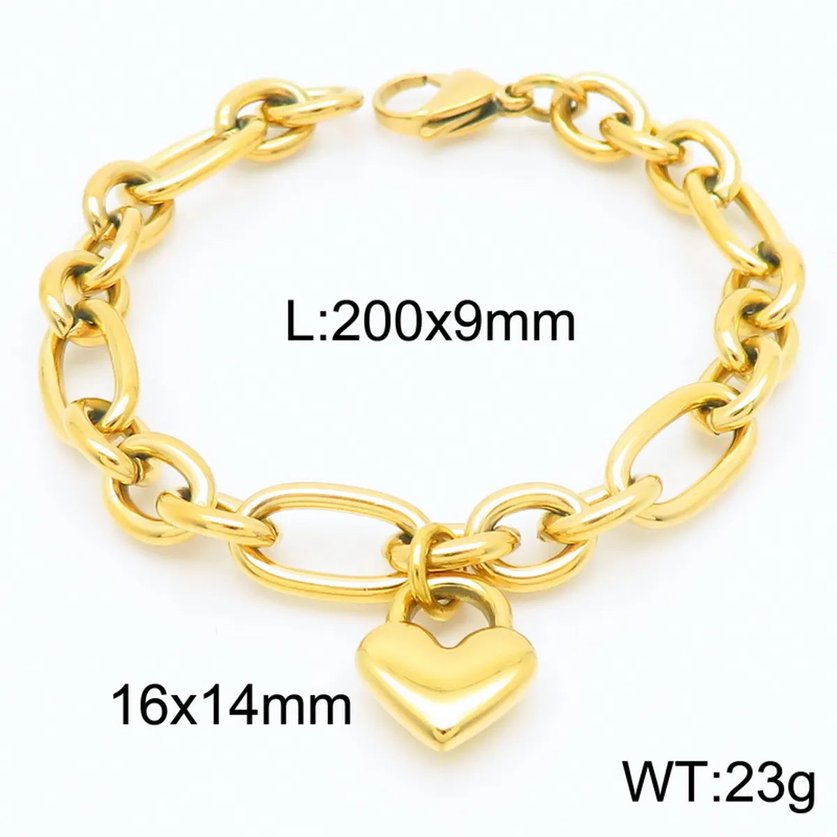 Wholesale Jewelry Simple Style Heart Shape 304 Stainless Steel 18K Gold Plated Bracelets Necklace