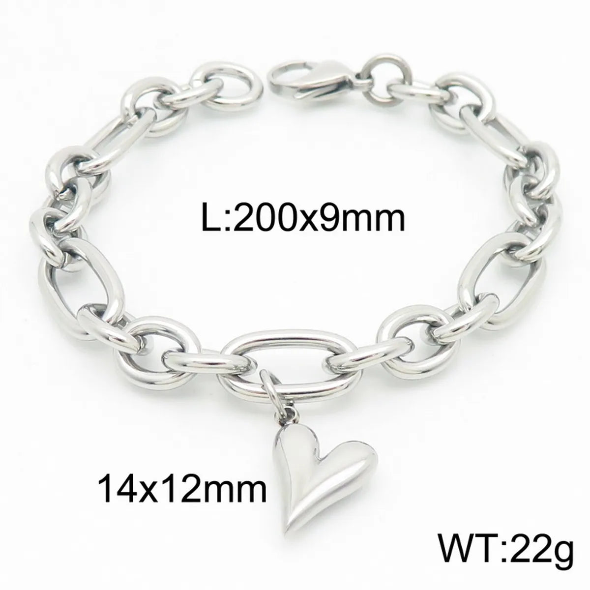 Wholesale Jewelry Simple Style Heart Shape 304 Stainless Steel 18K Gold Plated Bracelets Necklace