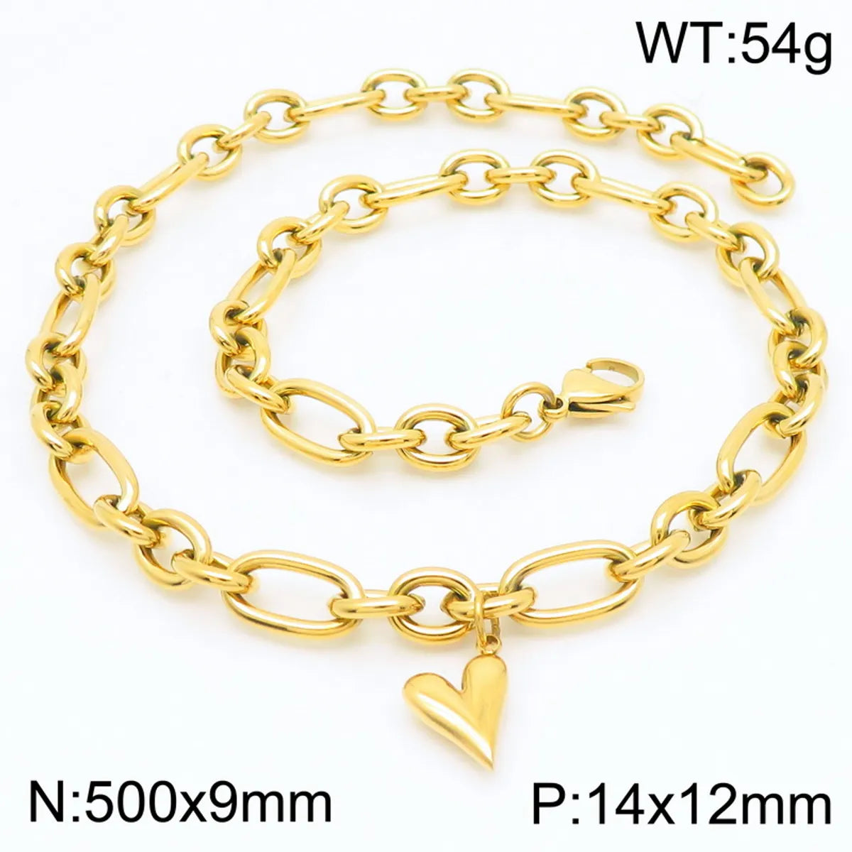 Wholesale Jewelry Simple Style Heart Shape 304 Stainless Steel 18K Gold Plated Bracelets Necklace