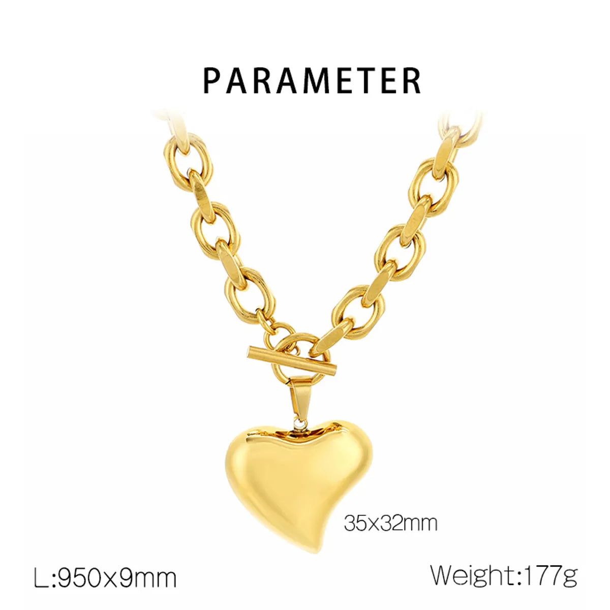 Wholesale Jewelry Simple Style Heart Shape 304 Stainless Steel 18K Gold Plated Bracelets Necklace