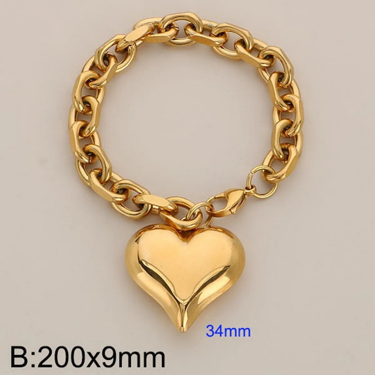 Wholesale Jewelry Simple Style Heart Shape 304 Stainless Steel 18K Gold Plated Bracelets Necklace