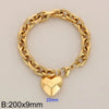 Wholesale Jewelry Simple Style Heart Shape 304 Stainless Steel 18K Gold Plated Bracelets Necklace