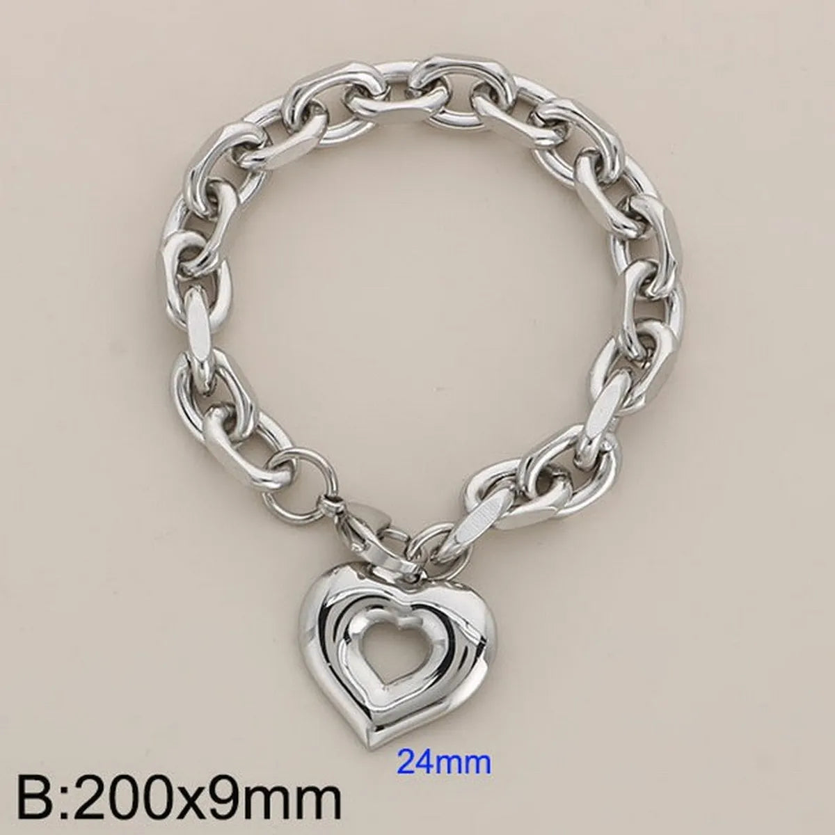 Wholesale Jewelry Simple Style Heart Shape 304 Stainless Steel 18K Gold Plated Bracelets Necklace