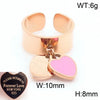 Wholesale Jewelry Simple Style Heart Shape 304 Stainless Steel 18K Gold Plated Epoxy Charm Rings Open Rings