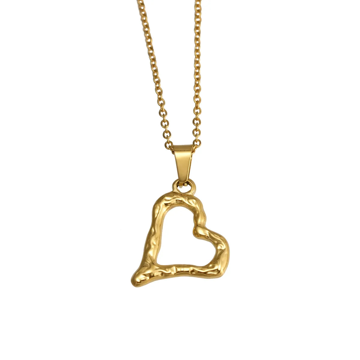 Wholesale Jewelry Simple Style Heart Shape 304 Stainless Steel 18K Gold Plated Plating Pendant Necklace