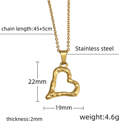 Wholesale Jewelry Simple Style Heart Shape 304 Stainless Steel 18K Gold Plated Plating Pendant Necklace