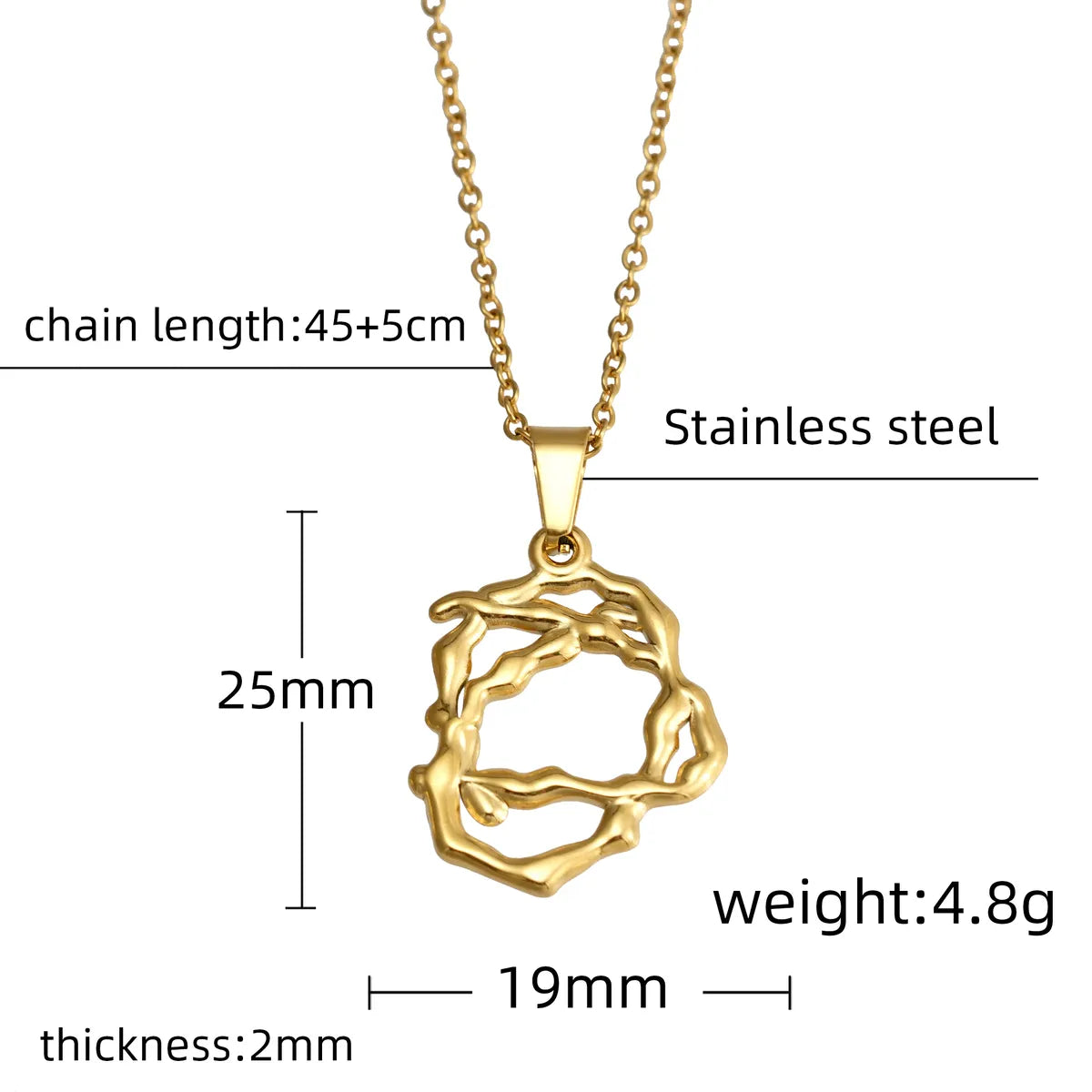 Wholesale Jewelry Simple Style Heart Shape 304 Stainless Steel 18K Gold Plated Plating Pendant Necklace