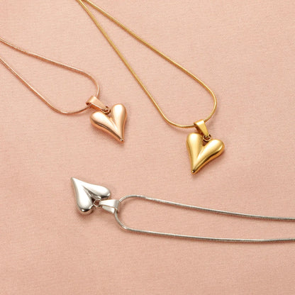 Wholesale Jewelry Simple Style Heart Shape 304 Stainless Steel Gold Plated Plating Pendant Necklace