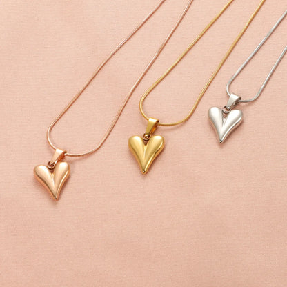 Wholesale Jewelry Simple Style Heart Shape 304 Stainless Steel Gold Plated Plating Pendant Necklace