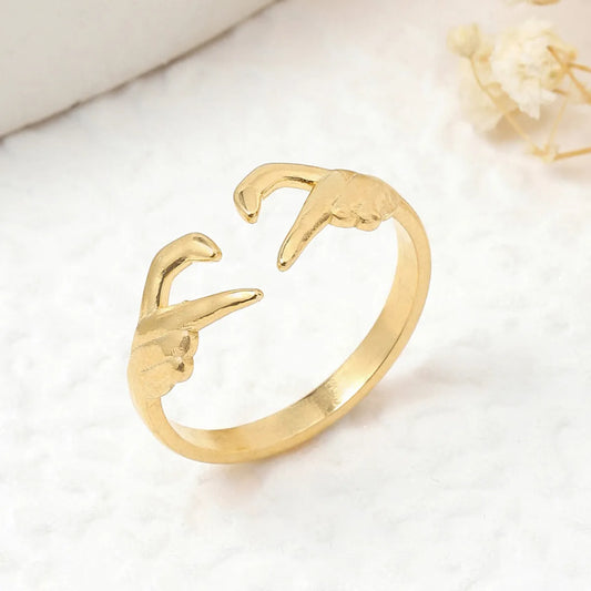 Wholesale Jewelry Simple Style Heart Shape 304 Stainless Steel Open Rings