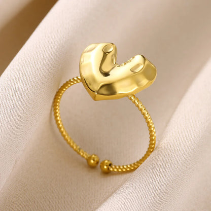 Wholesale Jewelry Simple Style Heart Shape 304 Stainless Steel Open Rings