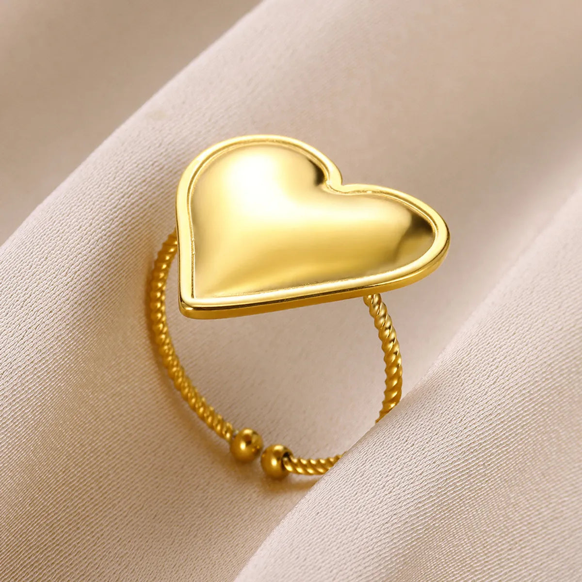 Wholesale Jewelry Simple Style Heart Shape 304 Stainless Steel Open Rings