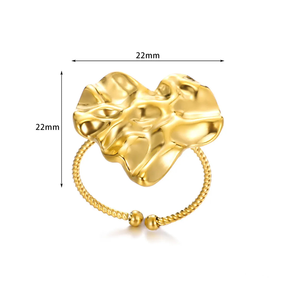 Wholesale Jewelry Simple Style Heart Shape 304 Stainless Steel Open Rings