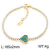 Wholesale Jewelry Simple Style Heart Shape 304 Stainless Steel Rhinestones 18K Gold Plated Inlay Bracelets Necklace