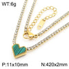 Wholesale Jewelry Simple Style Heart Shape 304 Stainless Steel Rhinestones 18K Gold Plated Inlay Bracelets Necklace